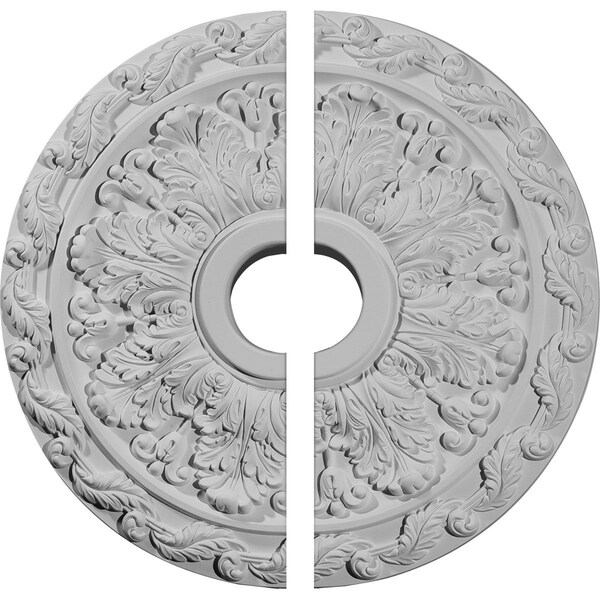 Ekena Millwork Spring Leaf Clng Medallion, Two Piece (Fits Canopies up to 5 5/8"), 19 7/8"OD x 3 5/8"ID x 1 1/4"P CM19SP2 - main